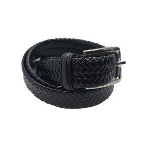 Black Leather Braided Belt
